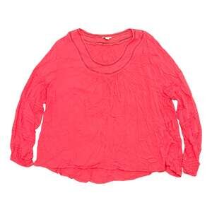 Cato Women's Plus Size 22/24W 3X Pink Crochet Detail Long Sleeve Blouse